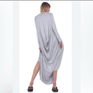 NORMA KAMALI Designer Gray Long Drape Cardigan Jersey Women's M